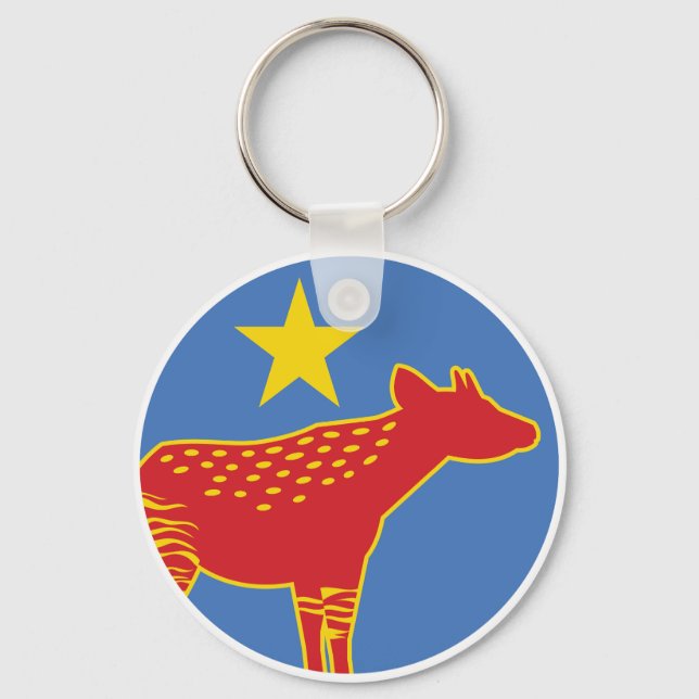 Chaveiro Bandeira Nacional Congolesa do Congo Okapi (Frente)