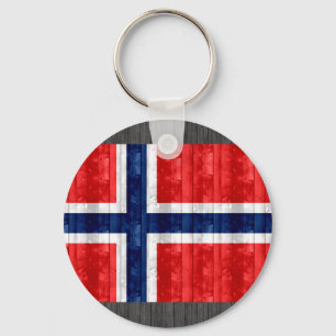 Chaveiro Bandeira norueguesa de madeira