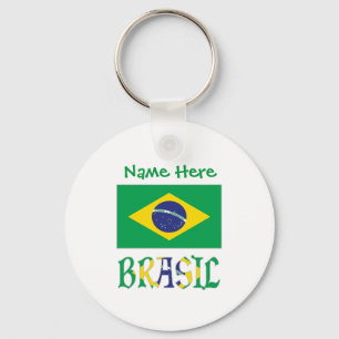 Chaveiro Bandeira Personalizada Brasil Redonda de Alumínio