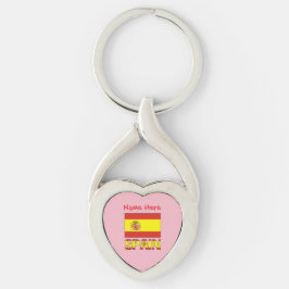 Chaveiro Bandeira Personalizada da Espanha Patrimônio Coraç