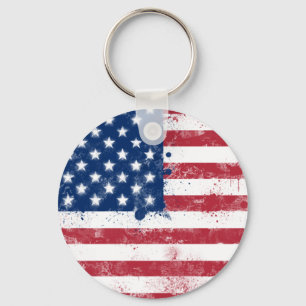 Chaveiro Bandeira Pintada por Splatter dos EUA