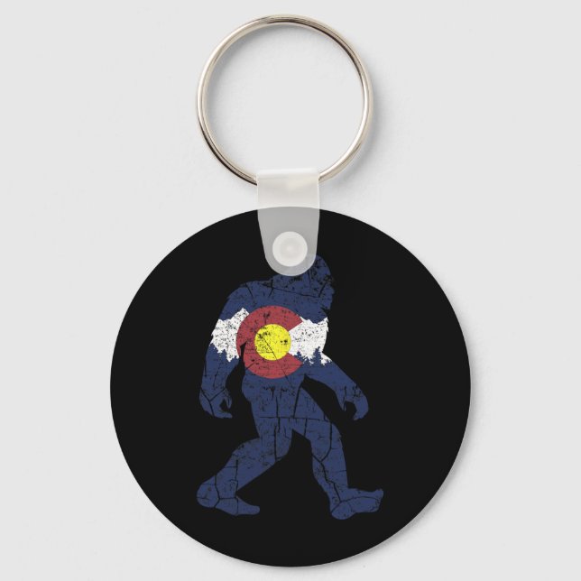 Chaveiro Bandeira Retro Sasquatch Estado Colorado Montanha  (Frente)