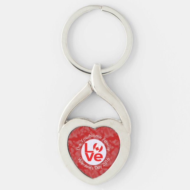 Chaveiro Bandeira Vermelha Canadense de AMOR Personalizada (Frente)