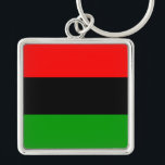 Chaveiro Bandeira Vermelha, Preta, Verde Pan-Africana<br><div class="desc">Chaveiro com uma bandeira vermelha, preta e verde pan-africana. Essa bandeira também é conhecida como bandeira afro-americana e bandeira de libertação negra. Personalizável.</div>