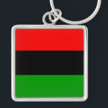 Chaveiro Bandeira Vermelha, Preta, Verde Pan-Africana<br><div class="desc">Chaveiro com uma bandeira vermelha,  preta e verde pan-africana. Essa bandeira também é conhecida como bandeira afro-americana e bandeira de libertação negra. Personalizável.</div>