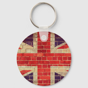 Chaveiro Bandeira vintage do Reino Unido numa parede de tij