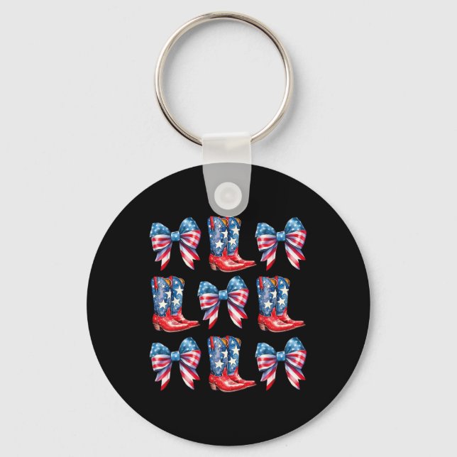 Chaveiro Bandeiras Americanas E Arcos 4 De Julho Cowgirl W (Frente)