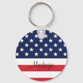 Chaveiro Bandeiras Americanas Patrióticas e Stripes Monogra