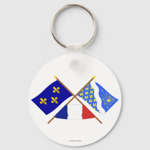 Chaveiro Bandeiras cruzadas de Île-de-France e de Essonne