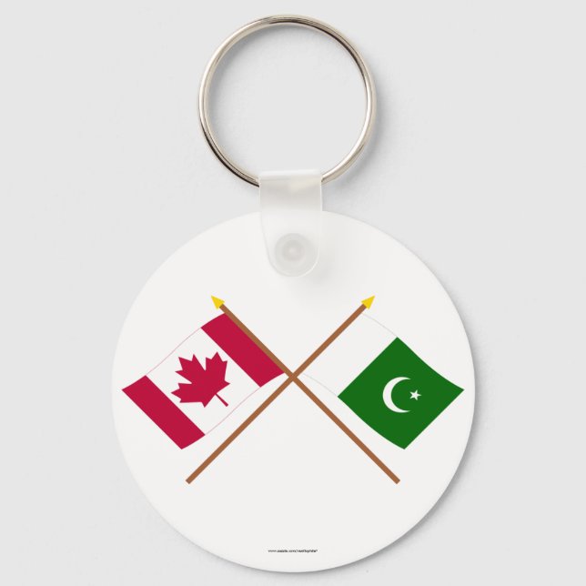 Chaveiro Bandeiras cruzadas do Canadá e do Paquistão (Frente)