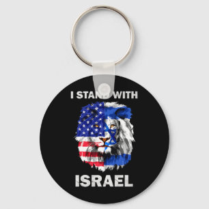 Chaveiro Bandeiras de Israel e EUA Leão Eu Estou Com Israel