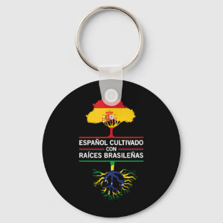 Chaveiro Bandeiras Espanha Brasil Presente Herança Expat Fã