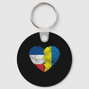 Chaveiro Bandeiras ucranianas francesas Coração França Ucrâ