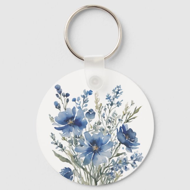 Chaveiro Bando de Flores de Aquarela Elegante (Frente)