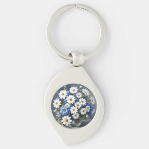 Chaveiro Bando de Flores Elegantes Daisies Watercolor