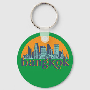 Chaveiro Bangkok Tailândia Retro City Skyline Cityscape Art