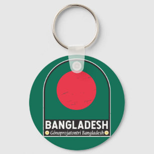Chaveiro Bangladesh Flag Emblem Dissipado Vintage