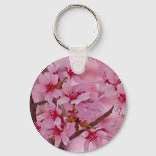 Chaveiro Banhado em flores de cerejeira japonesas cor-de-ro