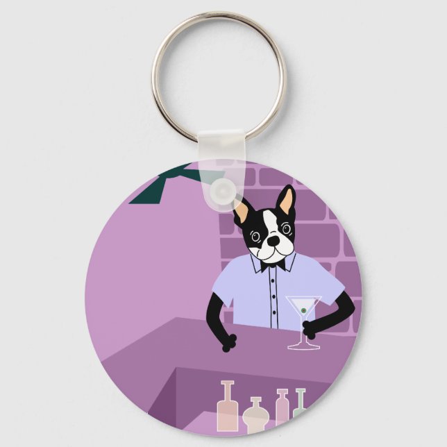 Chaveiro Bar de Boston Terrier Martini (Frente)