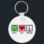 Chaveiro Bar de Hookah do Peace Love<br><div class="desc">Peace Love Hookah. Um presente legal de bar de prostituta com um sinal de paz,  coração e cachimbo.</div>
