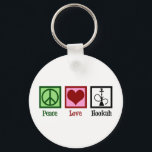 Chaveiro Bar de Hookah do Peace Love<br><div class="desc">Peace Love Hookah. Um presente legal de bar de prostituta com um sinal de paz, coração e cachimbo.</div>