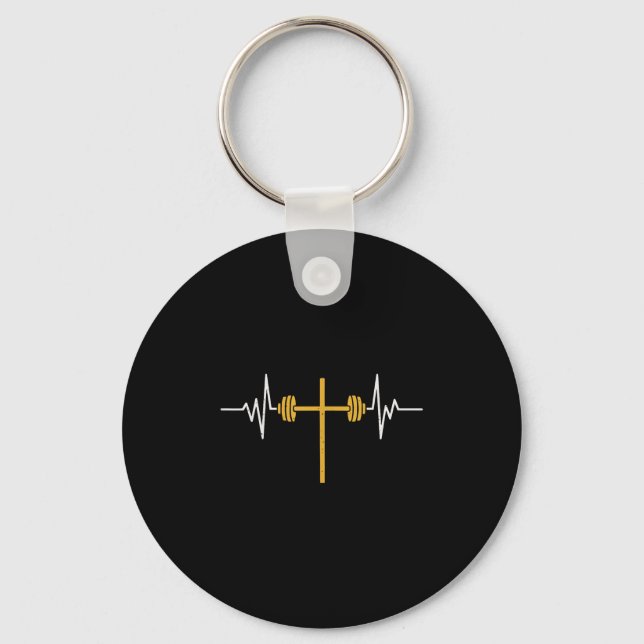 Chaveiro Barbell Cross Dumbbell Jesus Funny Christian Worko (Frente)
