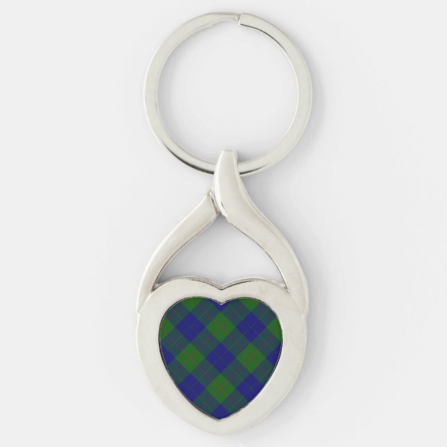 Chaveiro Barclay xadrez azul verde tartan (Frente)