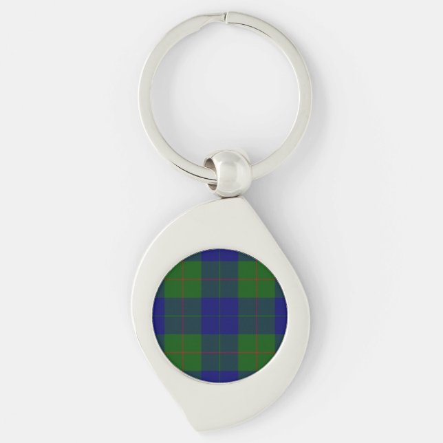 Chaveiro Barclay xadrez azul verde tartan (Frente)