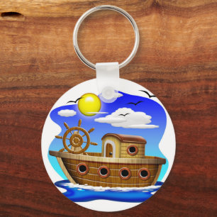 Chaveiro Barco de Pesca Cartoon