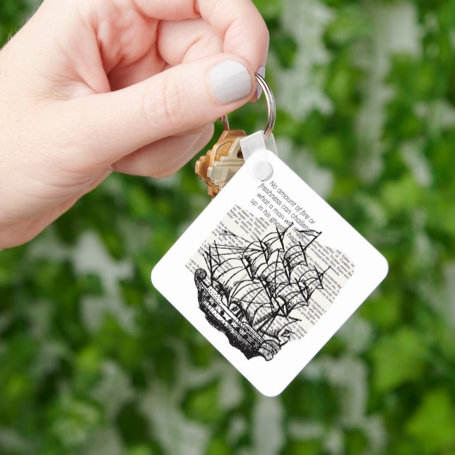 CHAVEIRO BARCO DE VINTAGEM COM COTAÇÃO (Mão)