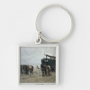 Chaveiro Barco na praia em Scheveningen, 1876