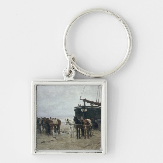 Chaveiro Barco na praia em Scheveningen, 1876 (Frente)