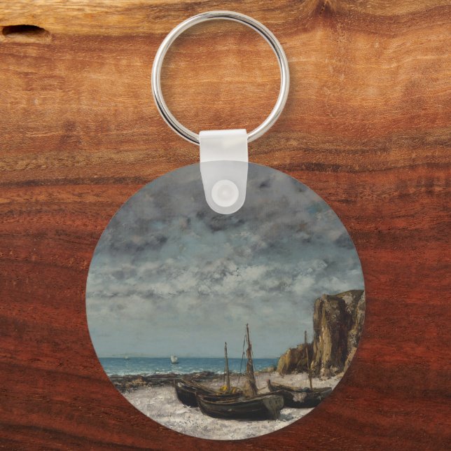 Chaveiro Barcos em praia, Etretat - Gustave Courbet (Frente)