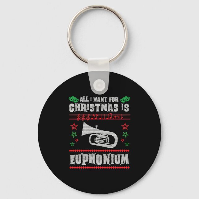 Chaveiro Baritone Euphonium Ugly Christmas Sweater Style (Frente)