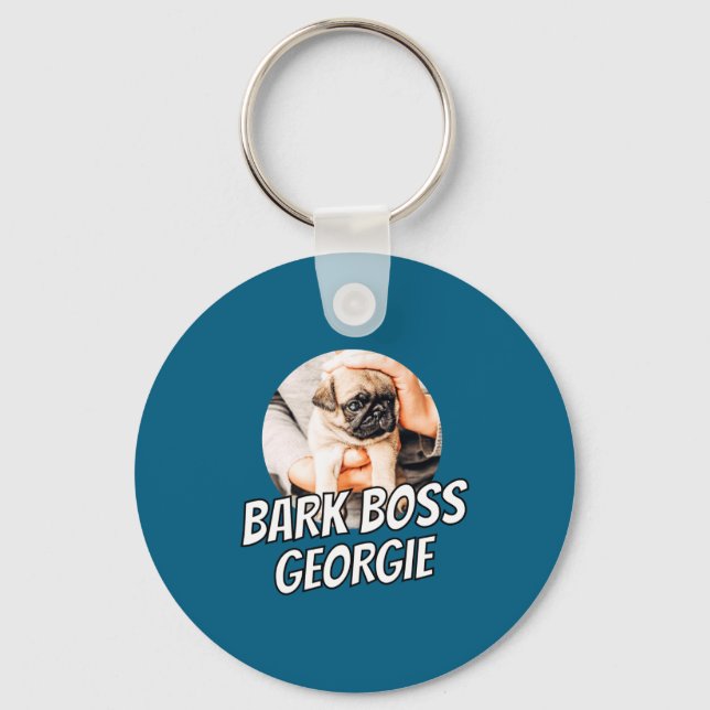 Chaveiro Bark Boss Pet Dog Photo Modern Simple Cool  (Frente)