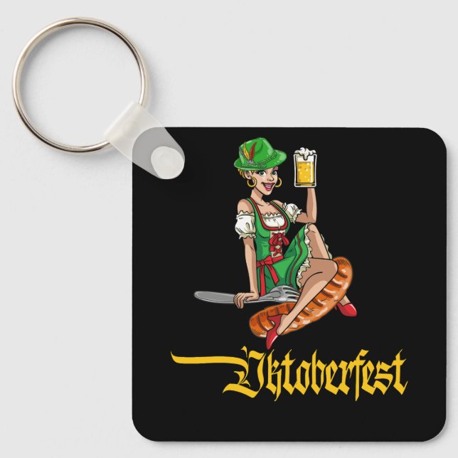 Chaveiro Barmaid Oktoberfest Partido Bebendo Alemão Dirndl  (Frente)