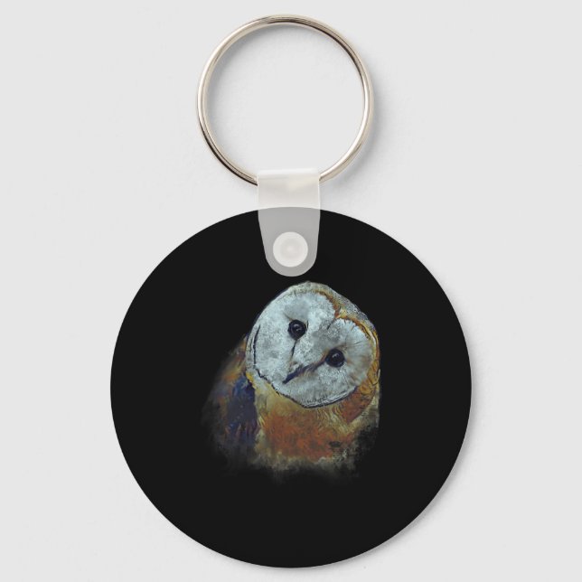 Chaveiro Barn Owl Painting Owl Art  (Frente)