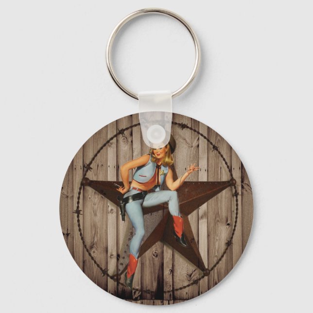 Chaveiro Barn Wood Texas Star West Country Cowgirl (Frente)