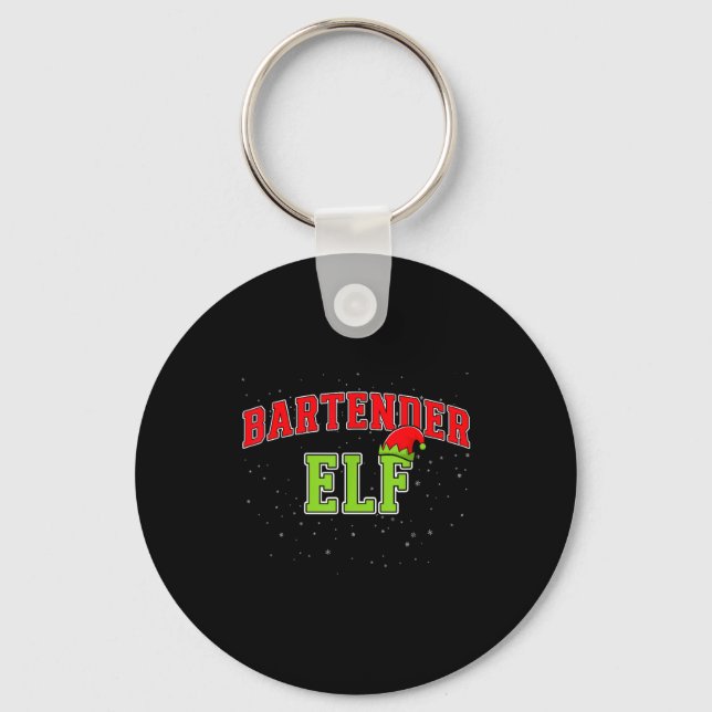 Chaveiro Bartender Elf Christmas Family Matching Group Xmas (Frente)