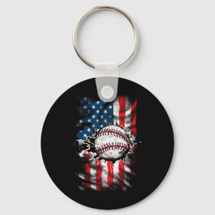 Chaveiro Baseball 4 De Julho Homens De Bandeiras Americanas