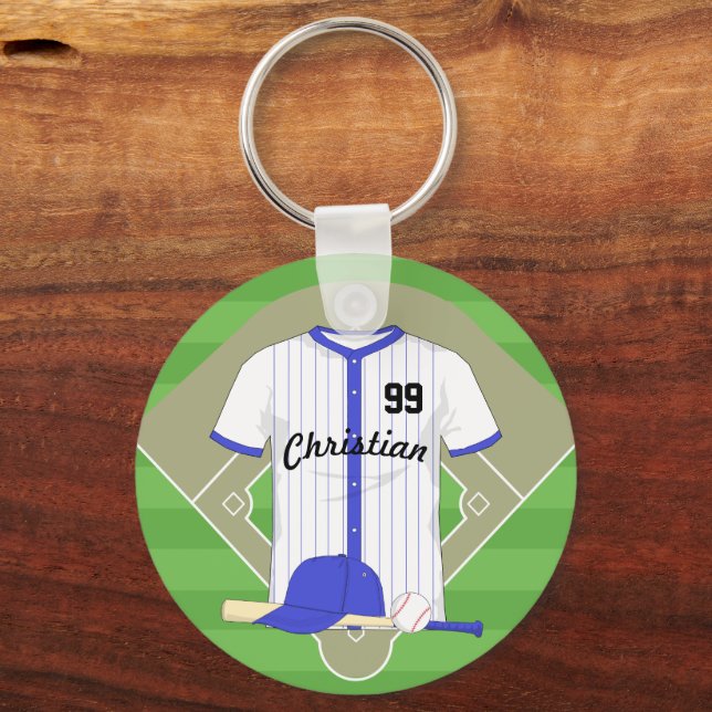 Chaveiro Baseball azul personalizado (Frente)