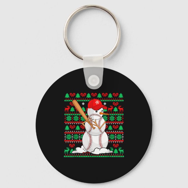 Chaveiro Baseball Boys Men Christmas Snowman Players Ugly X (Frente)