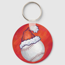 Chaveiro Baseball com Santa Hat em Vermelho