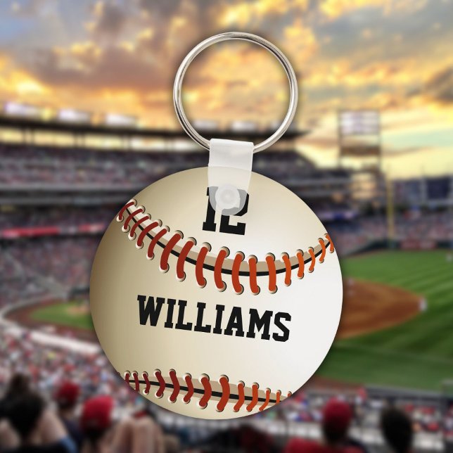 Chaveiro Baseball de Número de Nome Personalizado (Personalized Name Number Baseball Keychain)