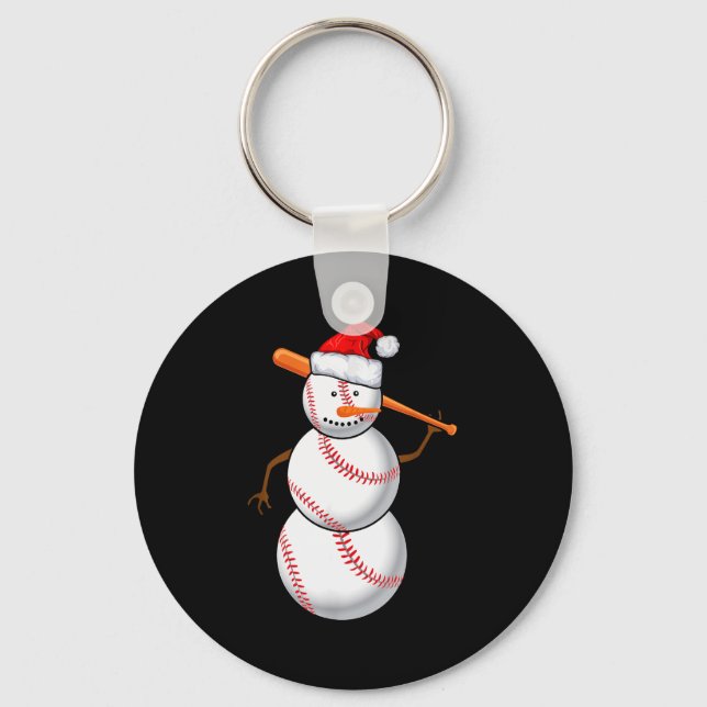 Chaveiro Baseball Fan Snowman Funny Christmas Gift  (Frente)