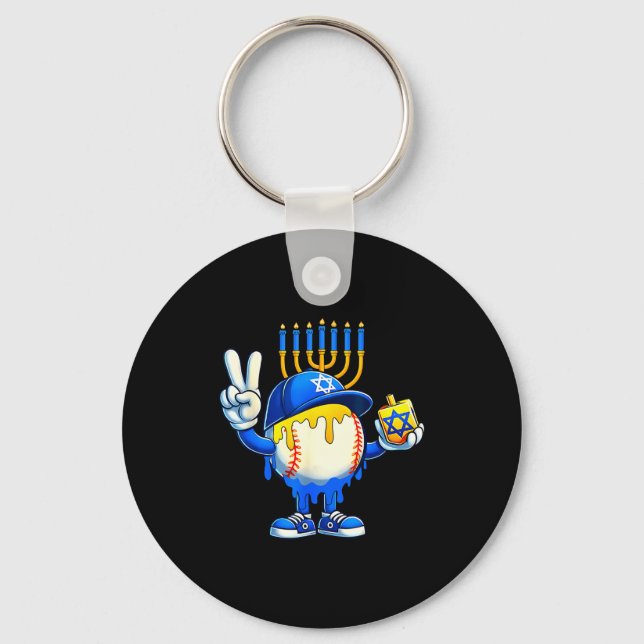 Chaveiro Baseball Ice Cream Drip Dreidel Happy Hanukkah Boy (Frente)