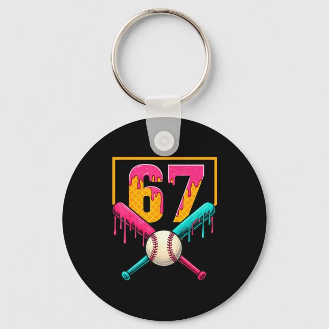 Chaveiro Baseball Ice Cream Drip Number 67 Player 67th Birt (Frente)
