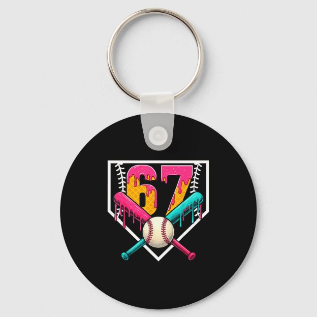 Chaveiro Baseball Ice Cream Drip Number 67 Player 67th Birt (Frente)