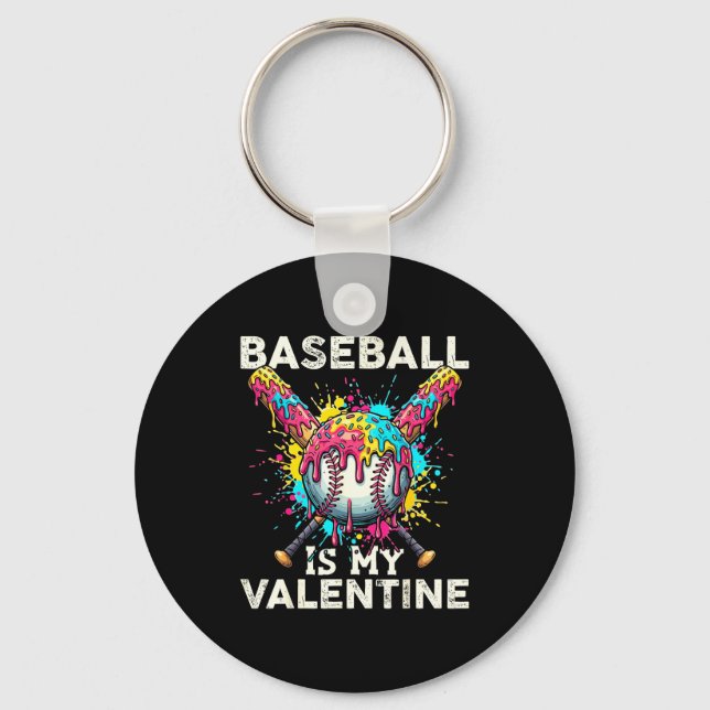 Chaveiro Baseball Is My Valentine Ice Cream Drip Crossed Ba (Frente)
