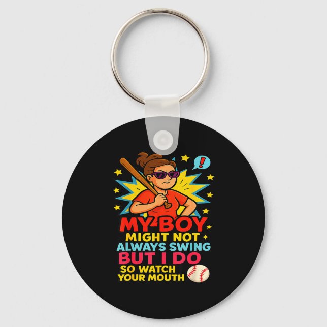 Chaveiro Baseball Mom Funny Quote For Mother's Day Gift  (Frente)